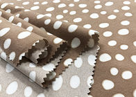 Ev Tekstili için 140GSM Yüzde 100 Polyester Kadife Kumaş Su Baskı Beyaz Noktalar Kahverengi