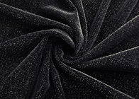 260GSM% 94 Polyester Mikro Kadife Kumaş Kadın Giyim Gümüş Simli Siyah