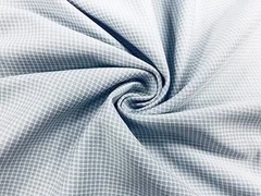 Yüzde 100 Polyester Tişört Kumaş Gingham Warp Tricked Gri Çekler 130GSM