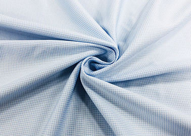 % 100 Polyester Gömlek Kumaş Çözgü Örme Düz İşçi Mavi Kontrolleri İçin